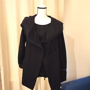 NWT Blanc Noir Surfside Traveler Jacket Hoodie Black M Cotton Silk